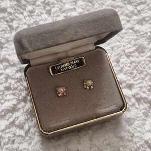 14K Gold Cultured Pearl Stud Earrings